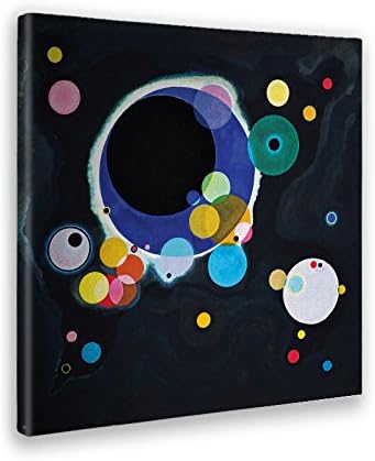 Giallobus - PRINT ON CANVAS ON WOODEN FRAME - KANDINSKY - SOME CIRCLES - 50 x 50 CM