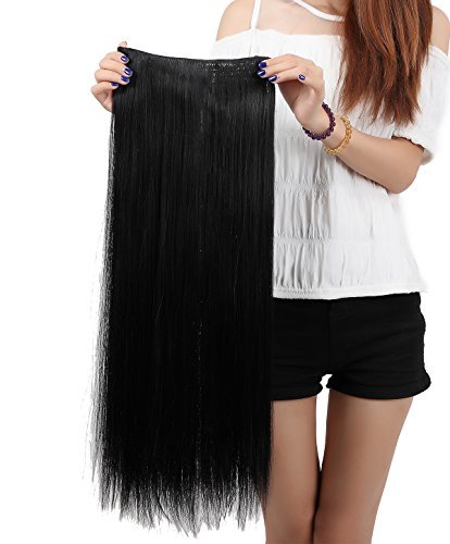 Lay Popular Long Straight 30 76cm Dark Black One Piece 5 Clips