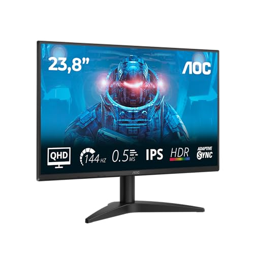 AOC Q24B36X 24 inch WQHD Gaming Monitor 144Hz, IPS Panel, 4ms GtG, HDR10, (2560x1440 HDMI 1x 2.0 DP 1x 1.4) Black
