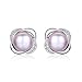 Stunning Flawless Pearl Stud Earrings & Silver Chain Pendant Set| Impeccable Quality Natural, Flawless Freshwater Pearl & 925 Sterling Silver| The Most Unique Fashion Jewelry Set (3 | Purple Pearls)