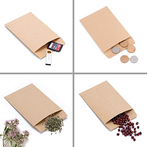 100 Pack Kraft Small Coin Envelopes Self-Adhesive Kraft Seed Envelopes Mini Parts Small Items Stamps Storage Packets Envelopes for Garden, Office or Wedding Gift(2.25"×3.5") - Thumbnail 5