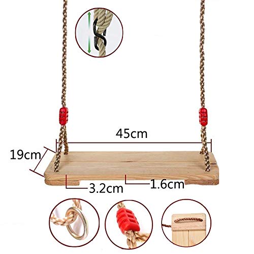 Dripex Schaukel Holz Brettschaukel 100KG Kinderschaukel mit Einstellbares Seil, Schaukelsitz Drinnen und Draußen… – Bild 4