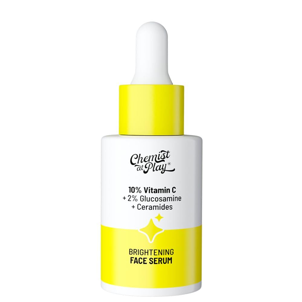 Chemist At Play 10% Vitamin C Face Serum |Brightens & Gives Glow |Fades Dark Spots |Treats Hyperpigmentation| Balances Melanin Production | Ethyl Ascorbic Acid & Glucosamine | For All Skin Types 30ml