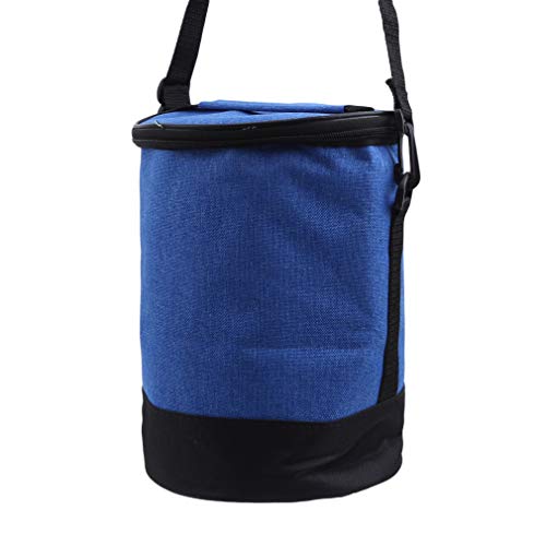Yunzee Insulation Lunch Bag Washable Cylinder Lunch Handbag Tote Water Drinks Bottles Cans Bag Work Picnic Carrying Pouch,Blue,7.48inch