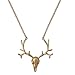 Jane Stone Unique Mens Women Metal Deer Head Skull Necklace Vintage Antler Bar Pendant inspired Jewelry