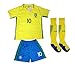 BRAZIL NEYMAR JR #10 Home Football Soccer Kids Jersey Short Socks Set Youth Sizes (6-7 YEARS)