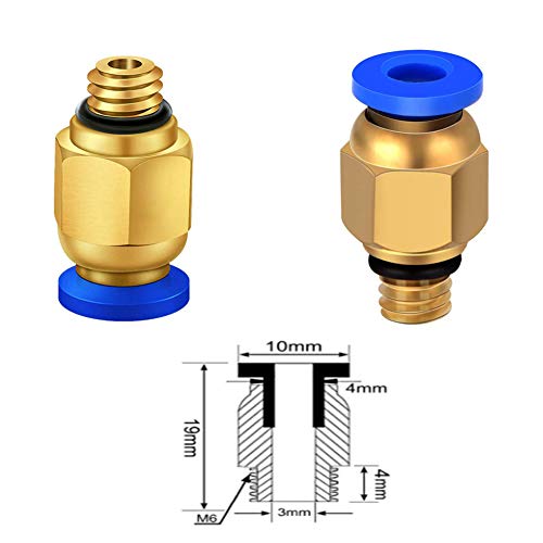 KeeYees 2 x 2M Blue PTFE Tube Teflon ID 2mm OD 4mm with PC4-M6 PC4-M10 Pneumatic Connector Accessories for Reprap 3D Printer 1.75mm Bowden Hotend Extruder