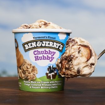 Ben & Jerry's - Vermont's Finest Ice Cream, Non-GMO - Fairtrade - Cage-Free Eggs - Caring Dairy - Responsibly Sourced Packaging, Chubby Hubby, Pint (4 Count)