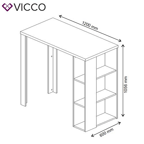 VICCO Bartisch Noel Tresentisch Schwarz Ablagefächer 120 x 105,6 x 60 cm wahlweise mit Barhocker (ohne Barhocker) – Bild 4