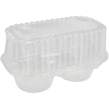 2 Compartment Hinged Clear Cupcake/Muffin Takeout Container by MT Products - (15 Pieces)