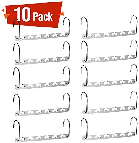 Pretigo Space Saving Hangers 10 Pack Wonder Clothes Hangers Stainless Steel Magic Hanger Cascading Hanger Updated Hook Design Closet Organizer Hanger