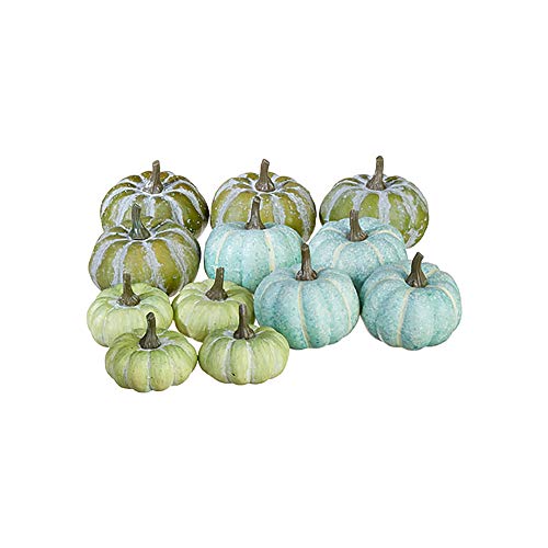 Raz Soft Blue Green Pumpkin 3.25 inch Foam Decorative Tabletop Figurine, Bag of 12