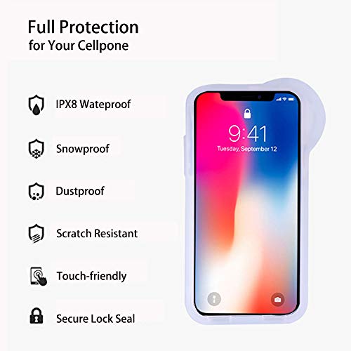 Underwater Photography Waterproof Phone Case Pouch for iPhone XSMAX Enhanced Underwater Cell Phone Dry Bag with Armband O Lens Ring Full Sealed Waterproof Case IPX8 Certified