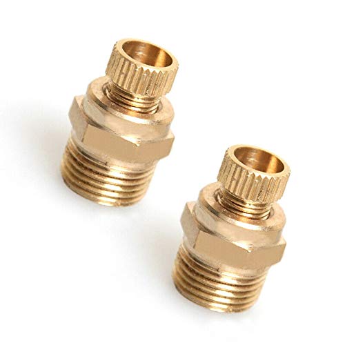 POWERTOOL Drain Valve, 2pcs Compressor Drain Valve Brass Tone Water Drain Valve for Air Compressor PT(1/4")