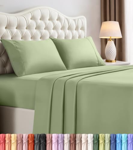Utopia Bedding King Bed Sheets Set - 4 Piece Bedding - Brushed Microfiber - Shrinkage and Fade Resistant - Easy Care (King, Sage)
