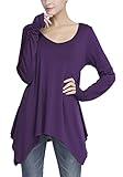 Urban CoCo Women's Long Sleeve Handkerchief Tunic Top with Thumb Hole Flowy Shirt (XX-Large, Purple)