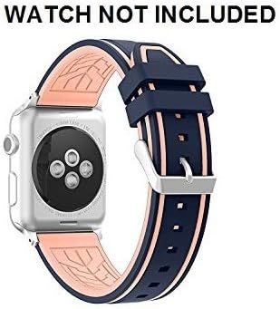 Brain Freezer J D10 Replacement Silicone Watch Strap For iWatch Series 1, Series 2 , Series 3 42mm Dark Blue Pink Plus Screen Guard