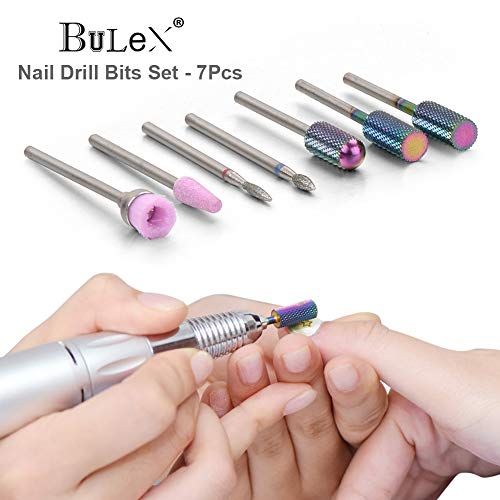 Bulex 7pcs Nail Drill Bits for Acrylic Nails, Professional Tungsten Carbide 3/32 Little Nail Drill Bit Set for Gel Nails Cuticles - Thumbnail 4