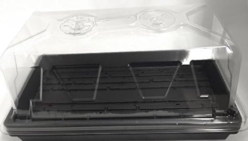 6 Plant Growing Trays (WITH Drain Holes) + 6 Germination Dome vents Combo - 7" Tall Germination Dome with Vents + 20" x 10" - Perfect Garden Seed Starter Grow Trays: For Seedlings, Indoor Gardening