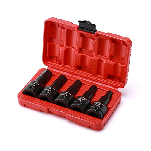 CASOMAN Schlagsechskantschlüssel-Set 3/4 Zoll Antrieb – 5-teilig, Metrisch, 14-24 Mm, Mit Koffer
