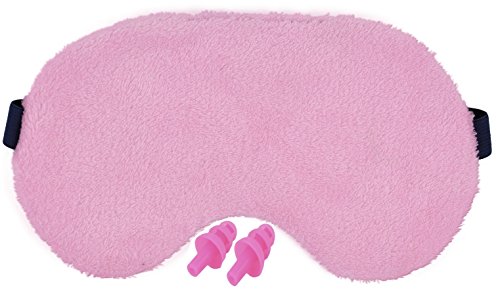 Sleeping mask with earplugs. Luxury Eye Mask for Sleep or Travel. Reversible Pink and Blue. Sleep Aid