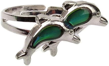 Acchen Mood Rings Dolphin Change Color Emotional Feeling Adjustable Size Finger Ring