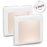 Plug In Night Light with Smart Dusk to Dawn Sensor, Brightness Adjustable LED Lamp for Kids' Room, Bedroom, Hallway, Kitchen, 2 Pack (Warm White)