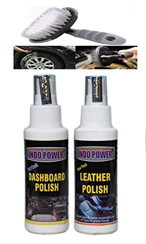 INDOPOWER KG1179-Dashboad Polish 100ml.+Leather Polish 100ml.+All Tyre Cleaning Brush