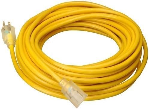 15 FT 14 Gauge Indoor Outdoor Heavy Duty Power Extension Cord Yellow UL w/ Light Cords, Adapters & Multi-Outlets > Extension Cords