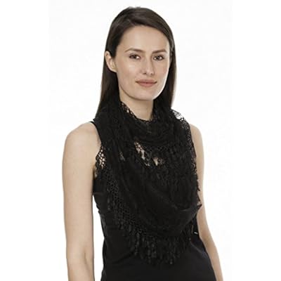Women's Lightweight Vintage-Style Lace Tassel Infinity Scarf Women's Lightweight Vintage-Style Lace Tassel Infinity Scarf