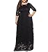 Eternatastic Womens Floral Lace 2/3 Sleeves Maxi Dress Plus Size Evening Party Dress