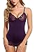 Avidlove Women Lingerie Lace Chemise Sleepwear Babydoll Set Mini Dress Purple M