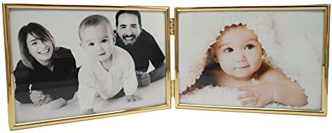 Leadex Double Golden Paint Metal Photo Frame,Horizontal Standing ,5 by 7 Inch,Perfect For Home Decor Or Gift Item