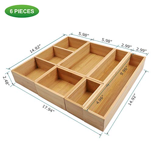 Kootek Kitchen Drawer Organizer with Removable Dividers, 6 Pcs 8 Grid