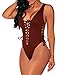 Lovezesent Women's Lace up High Cut One Piece Swim Tank Bodysuit