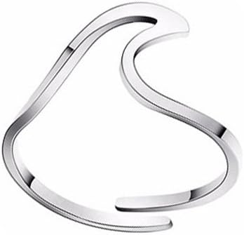 DYbaby Wave Ring Free Size Polished Stainless Steel Wavy Line Ring Adjustable Wrap Ring Gift for Her