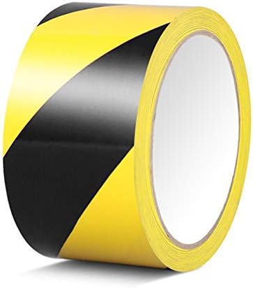 ALBOYI Black Yellow Hazard Warning Tape, 70mm×20m Safety Tape Self Adhesive Barrier Tape 1 Roll