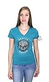 Harley-Davidson Womens Willie G Calavera Sugar Skull Circle Teal Short Sleeve V-Neck - SM