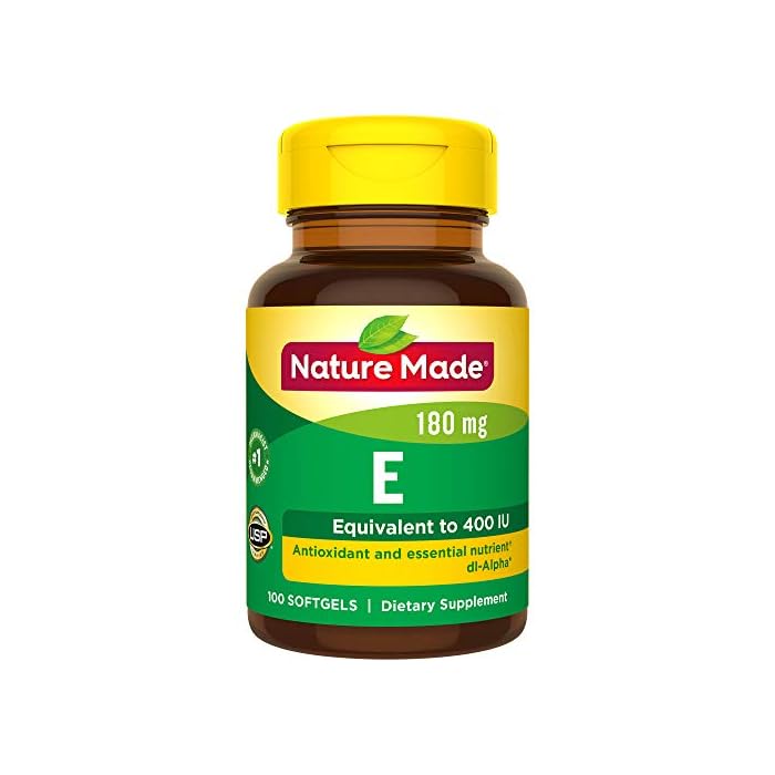Nature Made Vitamin E 180 mg (400 IU) dl-Alpha, Dietary Supplement for Antioxidant Support, 100 Softgels, 100 Day Supply