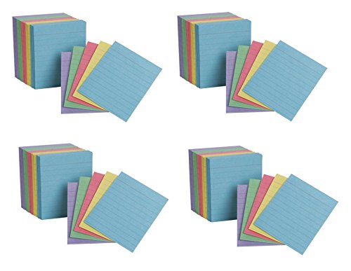 Oxford Mini Index Cards, 3" x 2.5", Ruled, Assorted Colors, 200 Per Pack (10010EE) (4)