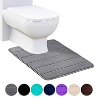 Buganda Memory Foam Contour Toilet Bath Rug, U-Shaped Non Slip Absorbent Thick Soft Washable Bathroom Rugs, Floor Carpet Bath Mat for Bathroom Sink Toilet (20" x 24", Grey)