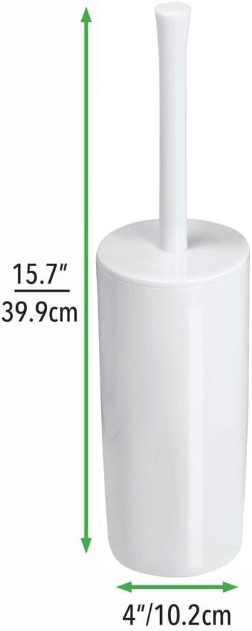 mDesign Slim Compact Plastic Toilet Bowl Brush and Holder for Bathroom Storage - Sturdy, Deep Cleaning - White: Home & Kitchen
