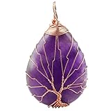 SUNYIK Stone Tree of Life Pendant Necklace,Handmade Copper Wire Wrapped Jewelry,Healing Chakra