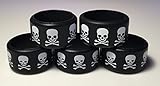 Vape Rings 5 pack Silicone Bands Skull and Crossbones for RDA, RTA, Tanks, and Mods (Black)