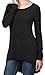 [DRSKIN] Women Comfy Loose Fit Long Tunic Top With Various Hem (XL, Black)