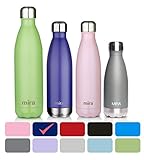 MIRA Insulated Double Wall Vacuum Stainless Steel Water Bottle, 17 oz, Cola Shaped, Blue