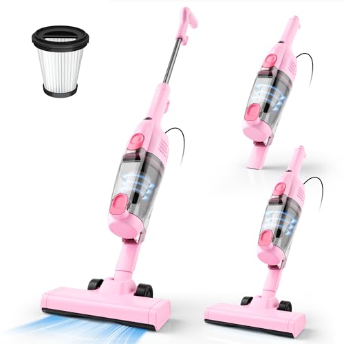 Broom Vacuum Cleaner with Wire, Powerful Wired Mop Vacuum Cleaner 20Kpa, Lightweight | 3 in 1 Vertical Vacuum Cleaner with 5 m Long Cable, Portable Bagless Vacuum Cleaner for Home Carpet Hard Floor Pet Hair