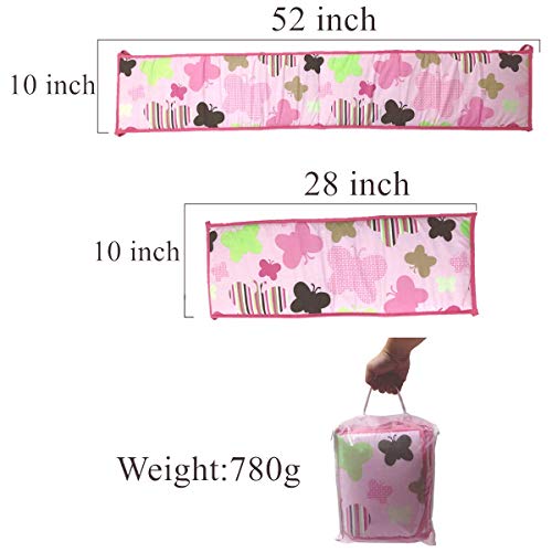 Amomo Crib Bumpers Breathable Baby Bumper Pads 4 Piece for Baby Girl Boy (Pink-Butterfly)