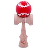 Red & White Baseball Kendama And Extra String