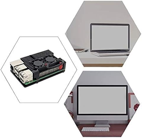 Kurphy per custodia in alluminio Raspberry Pi 4/3 con doppia ventola di raffreddamento Involucro metallico Custodia nera per RPI Raspberry Pi 4B / 3B / 3B +